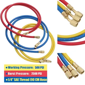 R410A R32 R134a R404A <strong>Manifold</strong> <strong>Gauge</strong> <strong>Set</strong> 200 PSI HVAC A/C Refrigeration Charging Service Hoses Adjustable Couplers Adapter Can - Product Image 4