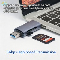 Lector de Tarjetas USB 3.0 de Alta Velocidad Tipo-C 3.0 OTG Todo en Uno, Lector de Tarjetas TF SD Compatible con Lectura de Doble Unidad para Teléfonos y Computadoras