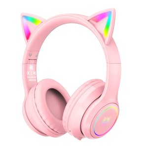 Auriculares BT con orejas de gato de nuevo diseño, auriculares plegables con modo inalámbrico y con <span class=keywords><strong>cable</strong></span> y micrófono, luz LED RGB, regalo para niñas - Product Image 2