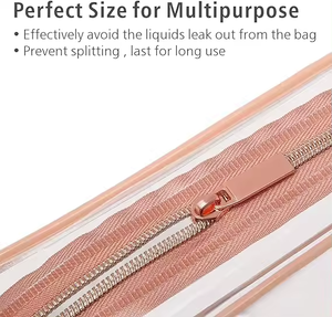 Tas Organizer Perjalanan Tahan Air Harga Grosir Tas Kosmetik PVC dengan Ritsleting Ukuran Kustom Logo Tas Makeup Transparan untuk Wanita - Product Image 3