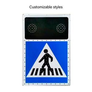 Vente directe d'usine haute visibilité 12V 5W Ip65 carré bleu LED à énergie solaire <span class=keywords><strong>carrefour</strong></span> panneau de signalisation d'avertissement pour piétons - Product Image 3