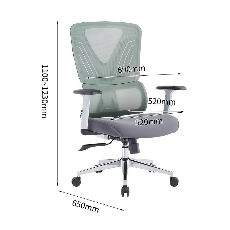 Light green-back, gray-frame staff chair