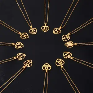 Bijoux de mode vente chaude 12 symbole du zodiaque collier pendentif en acier inoxydable pour collier d'amour du zodiaque masculin et féminin