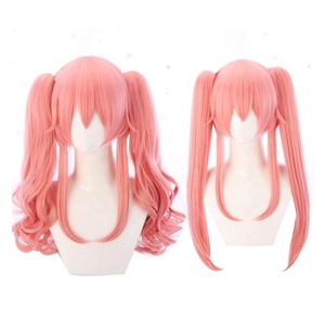 Venta al por mayor 55cm largo Rosa destino/Gran Orden Anime Tamamo no Mae peluca sintética Cosplay pelucas con dos coletas - Product Image 1
