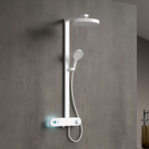 Wall Mount Rain Shower Faucet <b>Set</b> Oval Chrome Finish LED Display Minimalist Design Single Handle <b>Bathroom</b> Mixer - Product Image 2