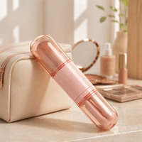 Set Kuas Makeup Teleskopik 4 in 1 Portabel, Kuas Kosmetik yang Dapat Ditarik untuk Perjalanan, Foundation, Blush, Eyeshadow, dan Bibir