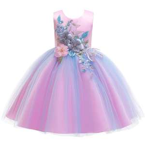 Robes en dentelle sans manches pour enfants, robes de princesse en tulle pour mariage, robes de demoiselles d'honneur - Product Image 4