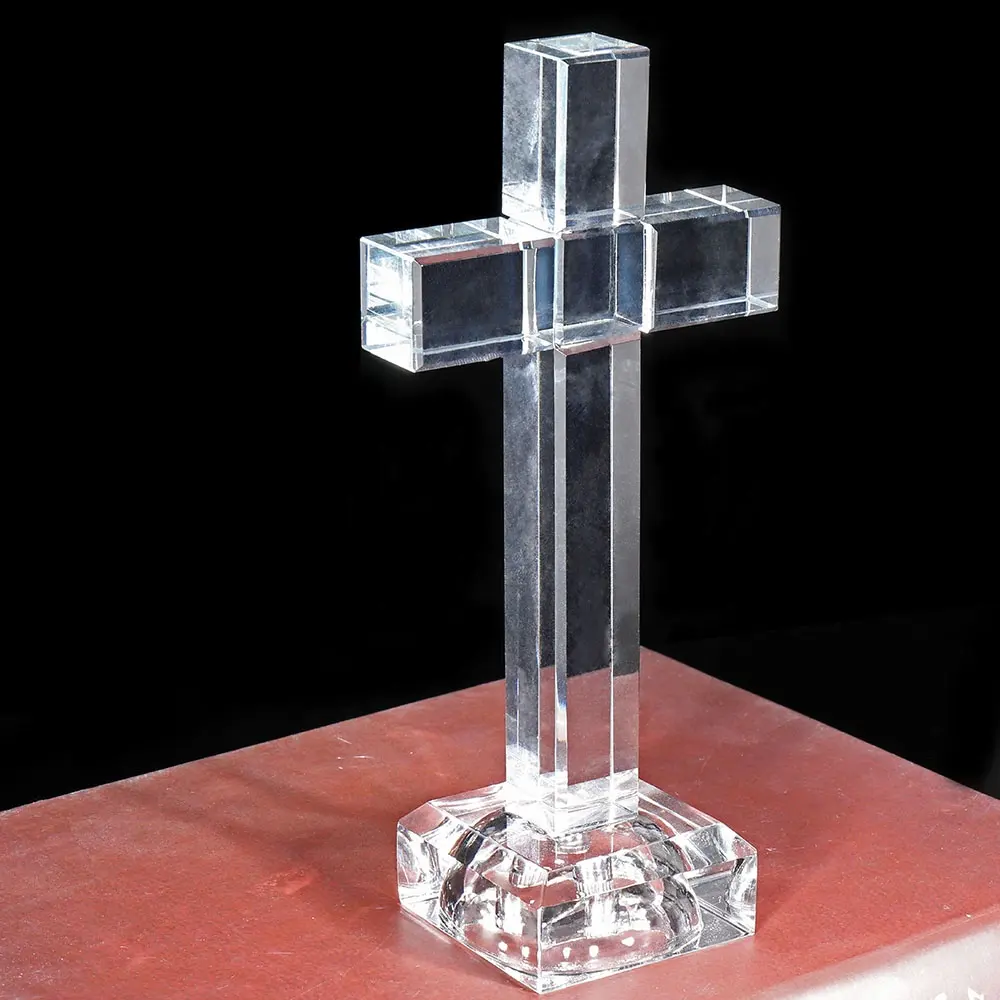 MH-JB0104 Su ordine di Alta qualità incisione personalizzata Led di Cristallo croce di vetro per la decorazione domestica di Cristallo Croce