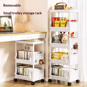 Scaffale portaoggetti in plastica da terra, mobile, per giocattoli per bambini, carrello con ruote per soggiorno e <span class=keywords><strong>cucina</strong></span>, scaffale multistrato - Product Image 2