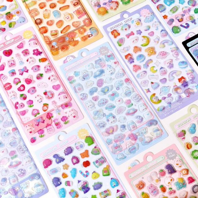 GF Factory Wholesale Creative 3D PVC Bubble Cartoon Cute Children's Fun Decorative Gift Stickers for Kids