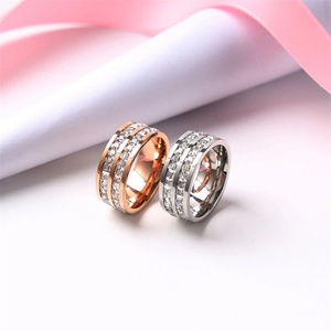 Trendy Popular <b>Ring</b> Stainless Steel Gold Plated Diamond <b>Couple</b> <b>Ring</b> Jewelry - Product Image 2
