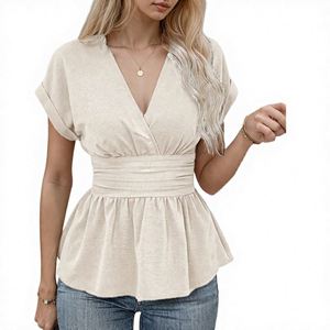 Women's 230G Rainbow Spray Summer Short Sleeve T-Shirt Tight <b>Fitting</b> Color Blocking Spicy Girl with Straight Shoulder Low MOQ - Product Image 3