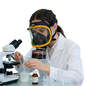 หน้ากากซิลิโคนแบบเต็มหน้าป้องกันฝ้า เลนส์กว้าง พร้อมแผ่นกรอง P-A-2 แบบใช้ซ้ำได้ 3 ชั้น สำหรับป้องกันแก๊สพิษอินทรีย์ ไอระเหย และสารเคมี - Product Image 6