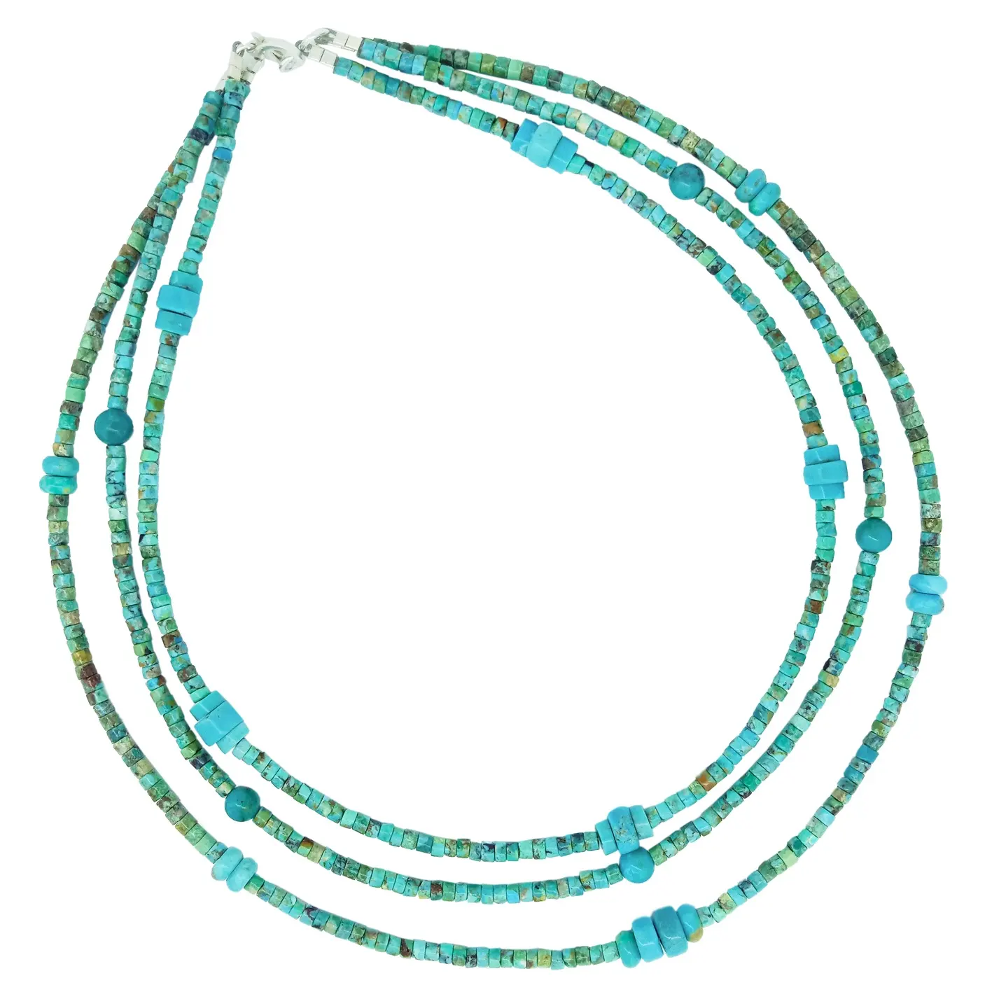 Natural Turquoise 3 -strand New Design Necklace 3mmbeads Choker Handmade Jewelry Perfect Gifts For Women