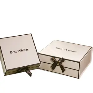 Роскошная картонная коробка на заказ, упаковка для магнитной бумаги, складная Подарочная коробка с лентой