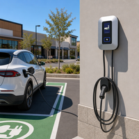Nouvelle station de recharge pour véhicules électriques NECS Type 2 7kW 32A AC, câble de 5 m, boîtier en plastique compact CE, utilisation en extérieur IP55, garantie de 24 mois