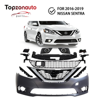 Topzonauto Nuevo Kit de Plástico 2016-2019 para Sentra: Cubierta de Parachoques Delantero, Parrilla Superior e Inferior, Soporte de Radiador, Luces Antiniebla, Fijación con Tornillos, 13 Piezas