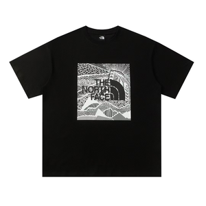 เสื้อยืดผ้าฝ้ายผสมแบบยูนิเซ็กซ์พิมพ์ลายการ์ตูนคู่รักแขนสั้นทรงหลวม-ชุดลำลองอเนกประสงค์ - Product Image 1