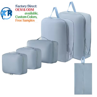 Lot de 6 cubes de rangement compressibles en tissu à mémoire de forme pour bagages de voyage, sacs de rangement sous vide en polyester pour valises