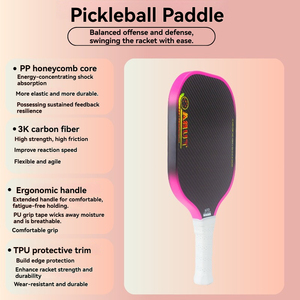 <span class=keywords><strong>Raquette</strong></span> de pickleball professionnelle de compétition 16 mm, 3K texturée, durable, noyau en nid d'abeille en fibre de carbone - Product Image 3