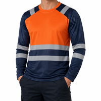 T-shirt de travail en fibre de polyester sans couture, anti-bactérien, avec bande réfléchissante, manches longues, col rond, style polo, personnalisable en option