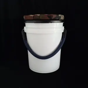 定制透明5加仑桶桶标志油漆桶圆形食品级塑料桶，带金属手柄