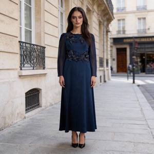 Abaya de luxe en polyester avec strass thermocollants pour femmes musulmanes, robe élégante, fournisseur en gros sur mesure - Product Image 1