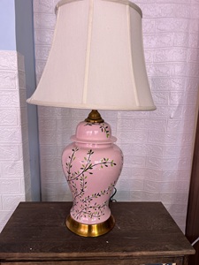 <strong>Tall</strong> Vintage pink Ceramic Ginger Jar Table <strong>Lamp</strong> Embroidery Flower <strong>Lamp</strong> <strong>Shade</strong> - Product Image 3