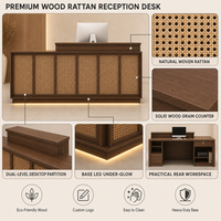 Bureau de réception minimaliste personnalisé au design moderne, petite table de bar simple en bois de rotin pour salon de beauté, magasin de vêtements, bureau de caissier