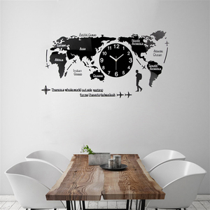Đồng hồ treo tường bản đồ thế giới 3D, nghệ thuật văn phòng, thiết kế Bắc Âu sáng tạo, sang trọng, chất liệu acrylic, trang trí nhà cửa hiện đại, đồng hồ treo tường lớn, Relojes Horloge - Product Image 5