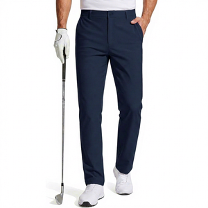 Men's Beige Cotton <b>Canvas</b> Straight Fit Trousers Mid Waist Button Fly Smart Casual Autumn Breathable Anti-Wrinkle Knitted Fabric - Product Image 1