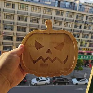 Plateau en bois en forme de citrouille pour fête d'Halloween, décoration de maison, assiette fantôme, décoration personnalisée - Product Image 1