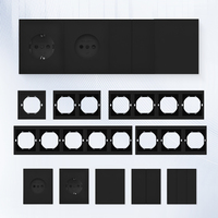 Prises et interrupteurs électriques muraux tactiles noirs, ignifuges, norme européenne, à bouton-poussoir, pour la maison - Vente chaude