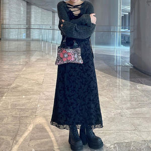 Robe nuisette d'été pour femme, style Y2K vintage, en maille florale avec empiècements en dentelle |   Robe décontractée à bretelles spaghetti - Product Image 3