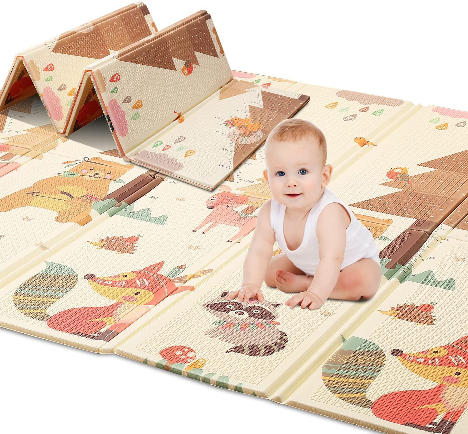 Baby Play Mat Crawling Faltbare wasserdichte rutsch feste tragbare Kinder boden matte Wohnzimmer matte für Kleinkinder Kleinkinder Kinder (Beige)