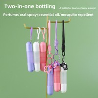 Flacon 2-en-1 à double tête de pulvérisation, vaporisateur de parfum et anti-moustique roll-on, format voyage, portable, en PP mat, design élégant