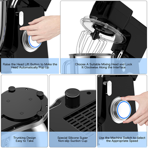 Oem tùy chỉnh 5 trong 1 điện bột thực phẩm đứng <span class=keywords><strong>Mixer</strong></span> đa chức năng thiết bị nhà bếp cho dễ dàng nướng - Product Image 3