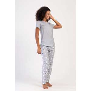 Ensemble de pyjama pour femmes, durable, col rond, manches courtes, ovale, fermeture boutonnée et taille élastique, logo personnalisable pour vêtements de maison - Product Image 2