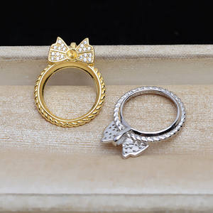 จี้เงินแท้ S925 รูปโบว์ 16 มม. ประดับมุกหินอ่อน อุปกรณ์ DIY ถาดเปล่า ชิ้นส่วนเครื่องประดับกึ่งสำเร็จรูป 5291 - Product Image 2