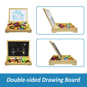 Scatola Magnetica in Legno Educativa con <span class=keywords><strong>Lavagna</strong></span> <span class=keywords><strong>Bianca</strong></span>/Nera e Lettere Colorate in EVA per l'Apprendimento dei Bambini - Product Image 3