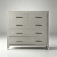 Commode de Rangement 5 Tiroirs en Bois Massif Gaufré, Finition Vieillie Simple et Moderne, Grande Capacité, Écologique, pour Chambre à Coucher, Usage Domestique