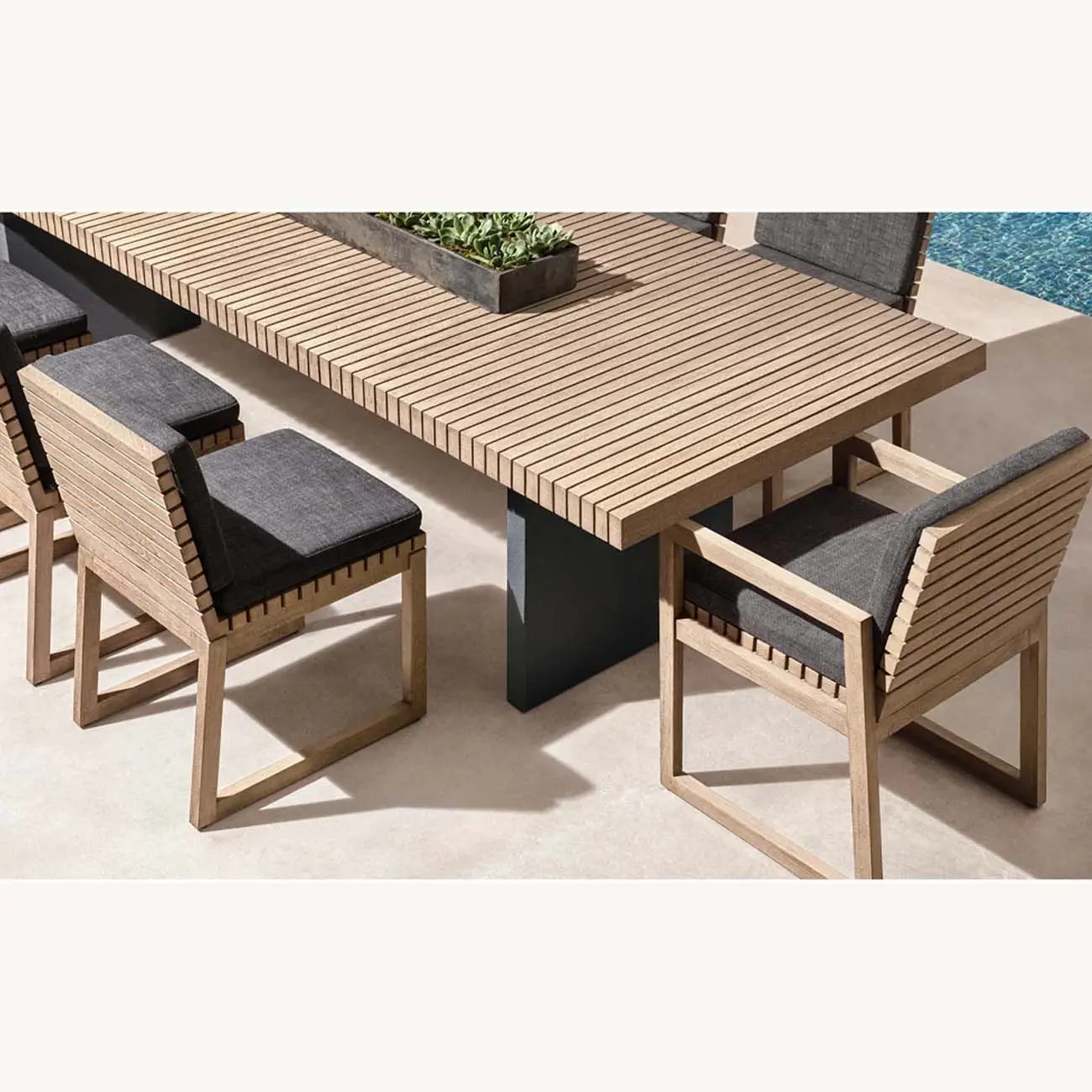 Hangkai Tuinmeubelen Hoge Kwaliteit Comfortabele Patio Teak Hout Buiten Eettafel En Stoel Set