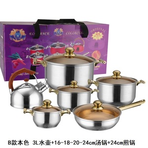 Ensemble de casseroles en acier inoxydable à fond épais et composé, coloré, pour cuisine, comprenant casseroles à soupe, à lait, poêles à frire et bouilloires, 12 pièces - Product Image 6