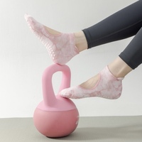 Chaussettes de yoga antidérapantes Morandi Tie Dye en gros, avec empeigne ouverte, en Spandex/Coton, chaussettes de sport avec option logo sur le revers