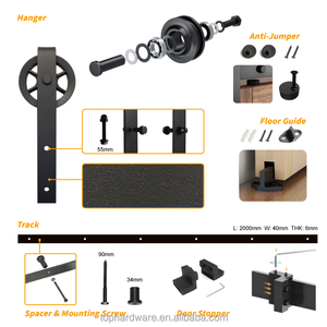 Montaje en <span class=keywords><strong>techo</strong></span>, rueda grande individual, guía de suelo de acero pesado, puerta de Granero, sistema deslizante, juegos de herrajes - Product Image 2