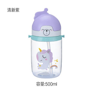 New PP Straw Cup Plastic <strong>Drinking</strong> Cup <strong>Childrens</strong> Water Cup for Students Summer Cartoon Kindergarten Backpack Water <strong>Bottle</strong> - Product Image 3