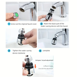 Diffuseur d'eau rotatif à 360 degrés en laiton, économiseur d'eau, filtre pour robinet de cuisine, aérateur argenté moderne, best-seller - Product Image 6