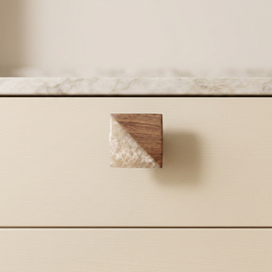 AK Brass Square Metal Wooden Drawer <b>Knob</b> <b>White</b> & Natural Wood Color Handcrafted Handle For Home Interior Decor Furniture - Product Image 4