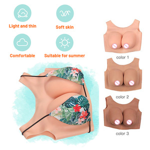 Eta Travesti Wearable Silicone Lifelike Crossdresser Fema Cilicon Seins Artificielle x Forme Du Sein Avec Bretelles - Product Image 1