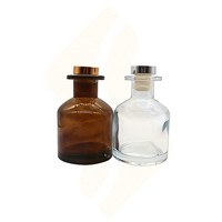 Flacon diffuseur en verre transparent ambré de luxe vide pour parfum, désodorisant d'intérieur, bâtonnets et huiles essentielles 50ml 100ml 150ml